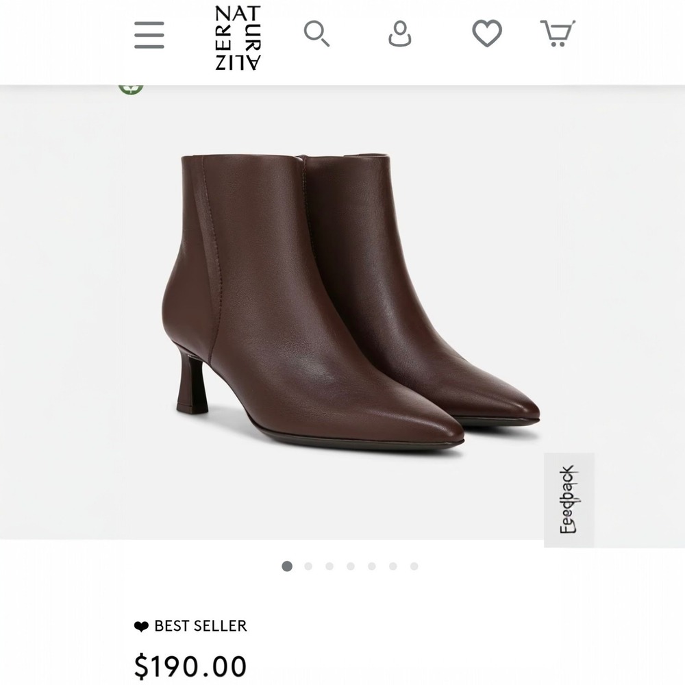 Naturalizer Bootie Brown Leather Ankle Boots Pointed Toe Kitten Heel 8.5M $190 - Picture 3 of 11